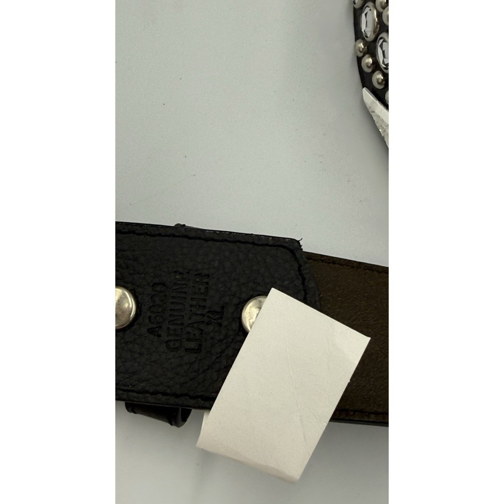 Angel Ranch Western Belt Womens XL 42" Leather Rhinestone Black A6020 New!! - Picture 5 of 6